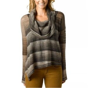 Prana Nenah Cowl Neck Wool Blend Striped Sweater Sz S #0789